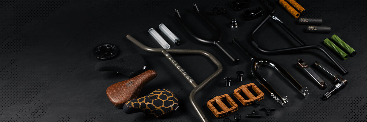 Shop our range of BMX Parts from the top BMX Brands at Source BMX. Find top of the range parts from Cranks to Sprockets, to Seats and Handlebars for your BMX Bikes.